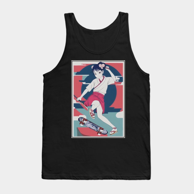 Kunoichi On Skateboard Tank Top by megaaziib